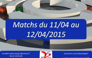 Les matchs du 11/04 au 12/04/2015