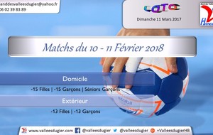 Matchs du 10 et 11 Février 2018
