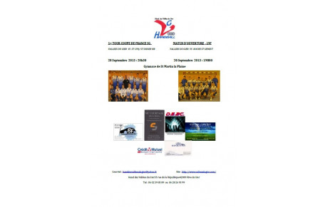 COUPE DE FRANCE (Seniors Garçons) + MATCH D'OUVERTURE  (-19 Filles)