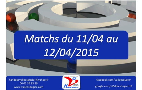 Les matchs du 11/04 au 12/04/2015
