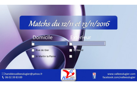 Matchs du 12/11 et 13/11/2016