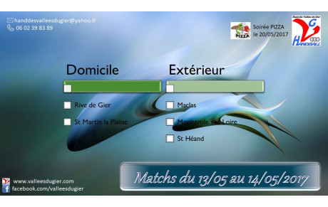Matchs du 13/05 au 14/05/2017