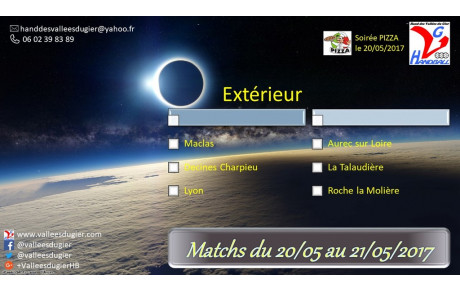 Matchs du 20/05 au 21/05/2017